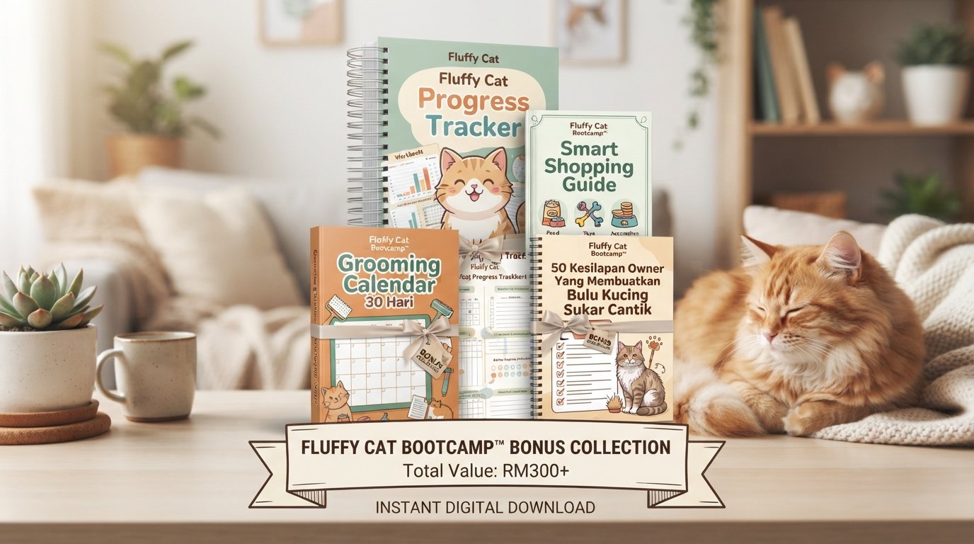 Mockup kesemua 5 bonus percuma Fluffy Cat Bootcamp
